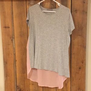 Loveappella plumeria mixed material maternity top